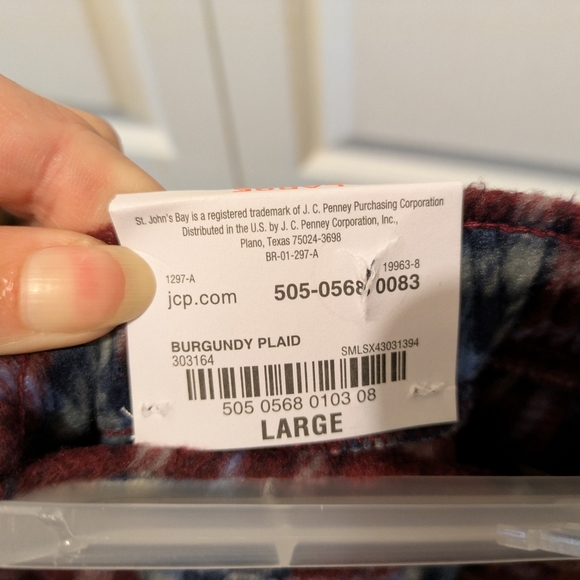 St John's Bay Burgundy Plaid Men's Pajama Pants Soft Fleece Size Large New! - Picture 12 of 13